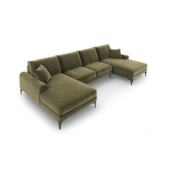 Madara zöld bársony U alakú kanapé - Mazzini Sofas-image-4