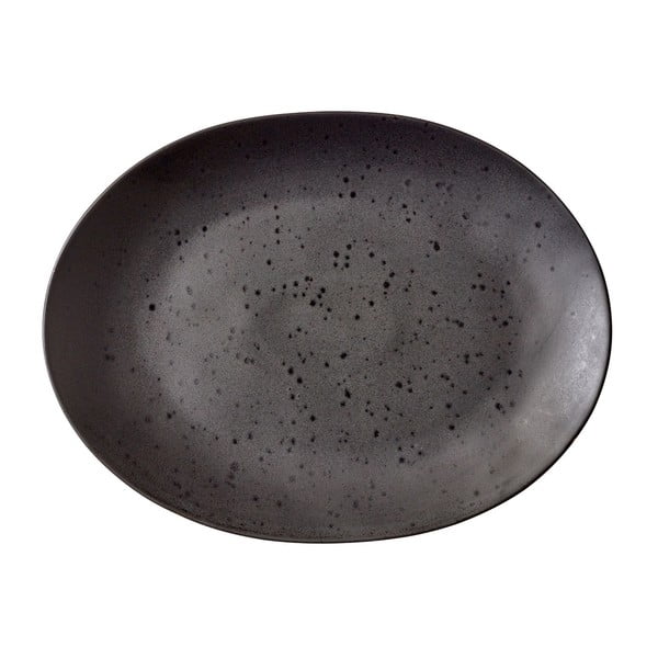 Mensa fekete agyagkerámia szervírozó tányér, 30 x 22,5 cm - Bitz