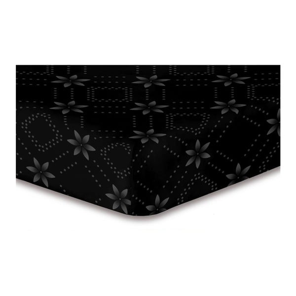 Hypnosis Snowynight fekete mintás gumis lepedő, 160 x 200 cm - DecoKing