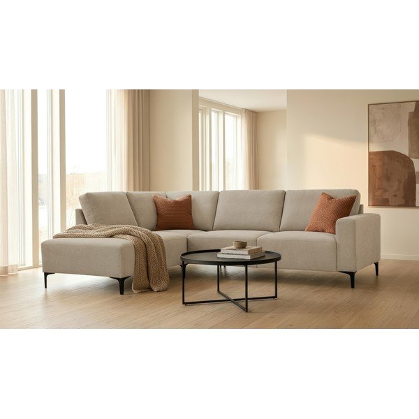 Világosbarna zsenília sarokkanapé (bal oldali-L alakú) Fabian – Scandic-image-1