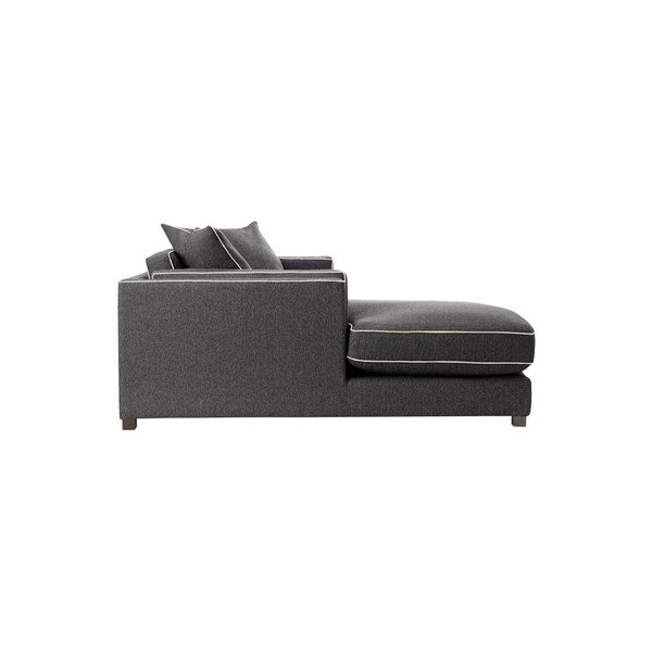 Organdi antracitszürke sarokkanapé baloldali fekvőfotellel és krémszín szegéllyel - Rodier Intérieurs-image-2