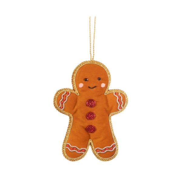Textil kézzel készített karácsonyfadísz 10 cm Gingerbread – Sass & Belle