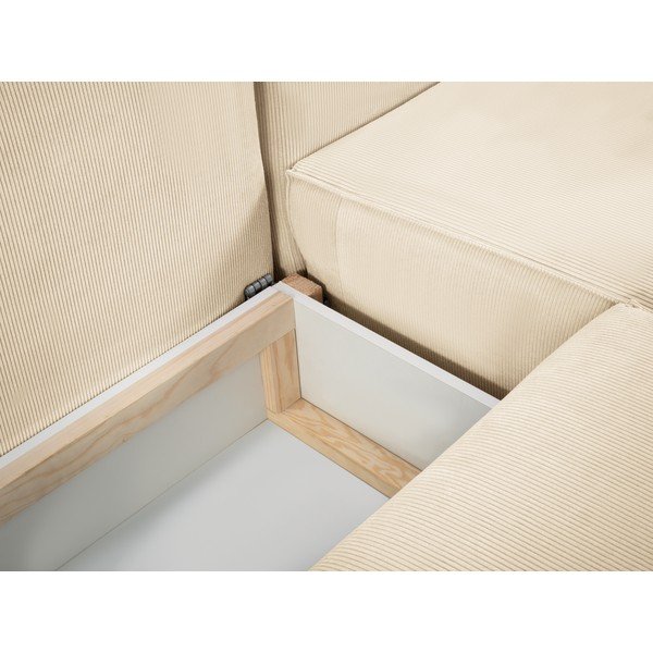 Azalea bézs kordbársony kinyitható U alakú kanapé - Mazzini Sofas-image-1