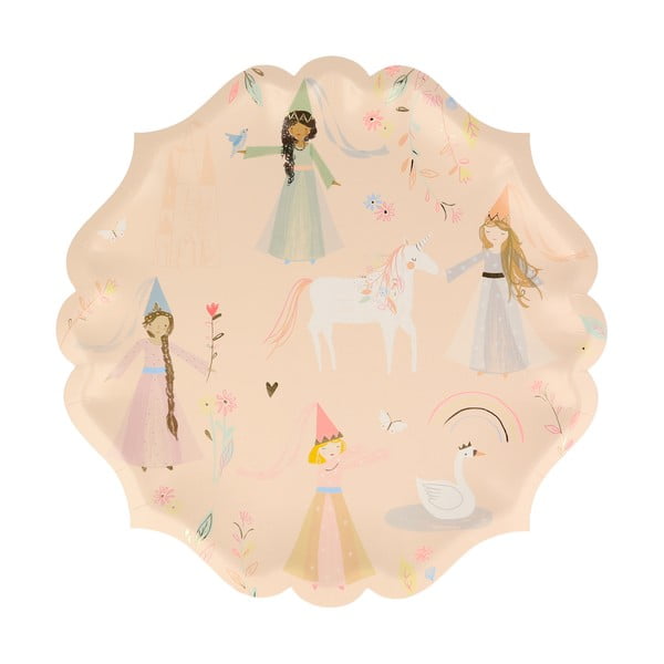 Egyszer használatos papír  tányér készlet 8 db-os princess – Meri Meri