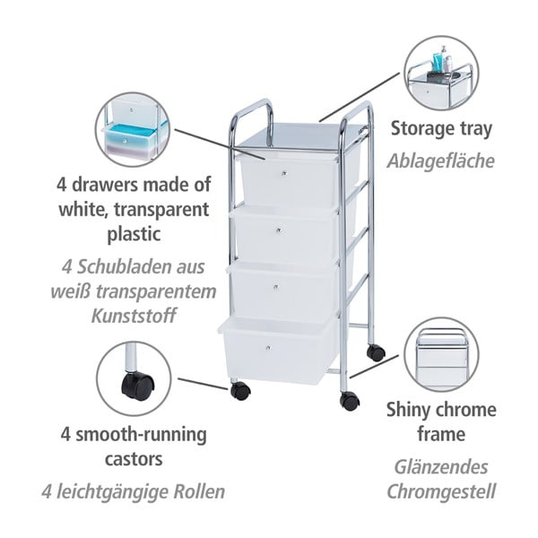 Messina mozgatható, fürdőszobai tároló, 4 fiókkal - Wenko-image-3