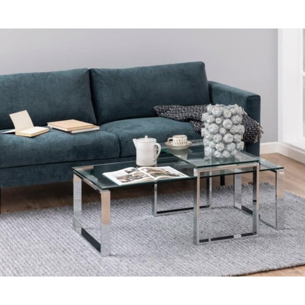 Katrine 2 db-os ezüstszínű dohányzóasztal szett - Actona-image-1