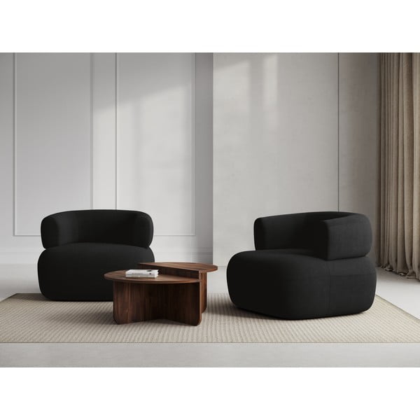Fekete buklé fotel Jenny – Micadoni Home-image-1