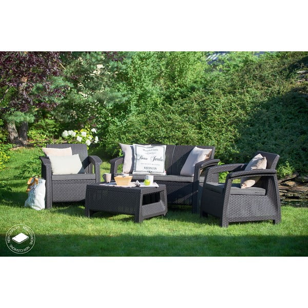 Sötétszürke négyszemélyes kerti lounge szett Corfu – Keter-image-1