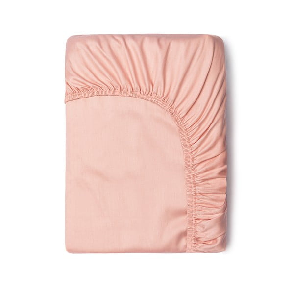 Rózsaszín pamut-szatén gumis lepedő, 90 x 200 cm - HIP