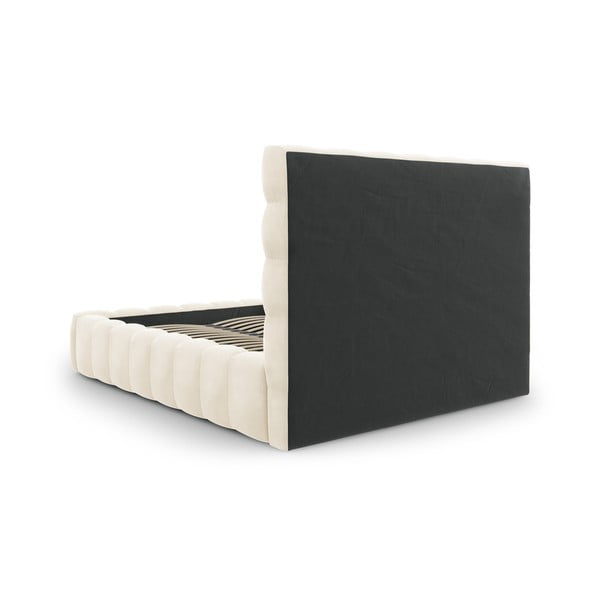 Bézs kárpitozott franciaágy tárolóhellyel, ágyráccsal 160x200 cm Bali – Cosmopolitan Design-image-4