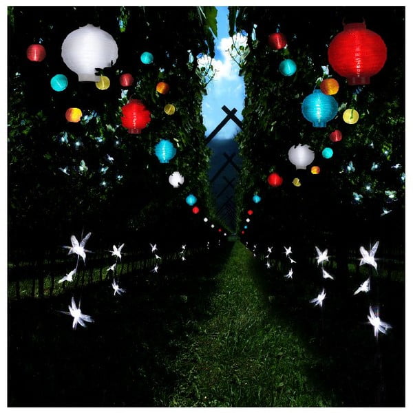 Piros kültéri napelemes LED lampion, ø 30 cm - Star Trading-image-1