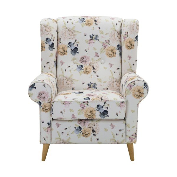 Anton fehér virágmintás füles fotel - Max Winzer-image-2