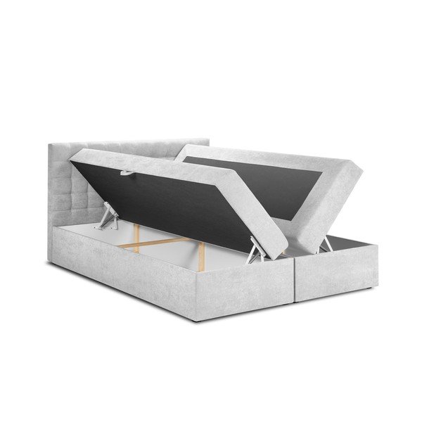 Világosszürke boxspring ágy tárolóhellyel 160x200 cm Jade – Mazzini Beds-image-3