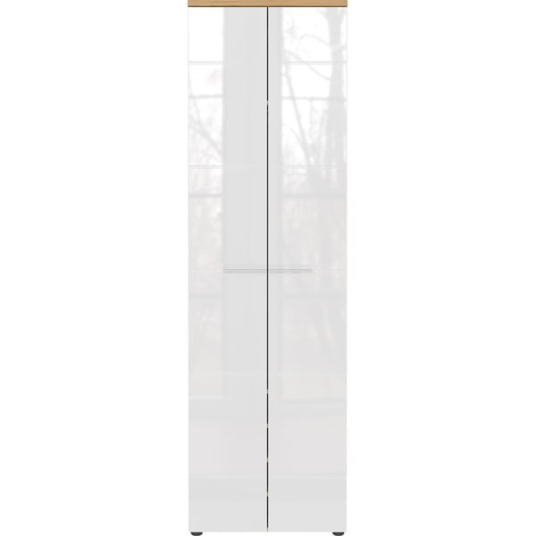 Fehér-natúr színű ruhásszekrény tölgyfa dekorral 60x198 cm Aledo – Germania