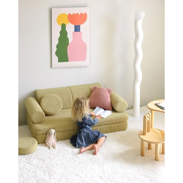 Rózsaszín buklé párna gyerek kanapéhoz Bear – Wigiwama-image-1