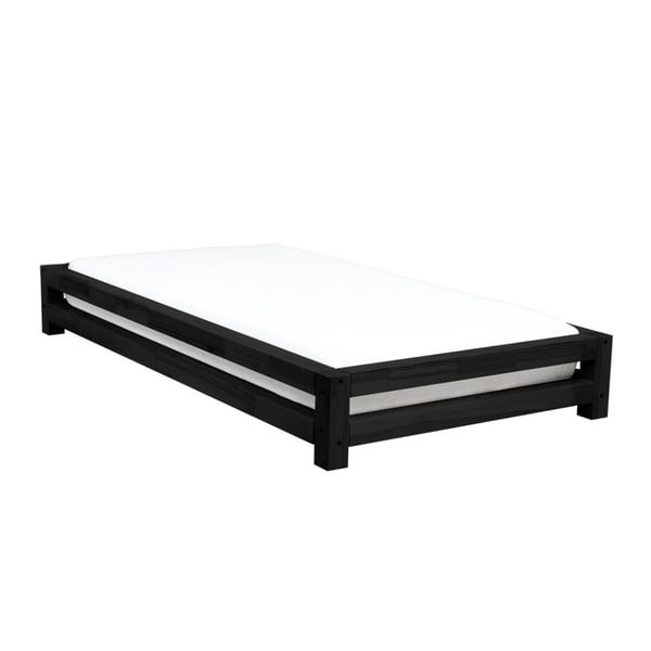 JAPA fekete lucfenyő egyszemélyes ágy, 90 x 190 cm - Benlemi