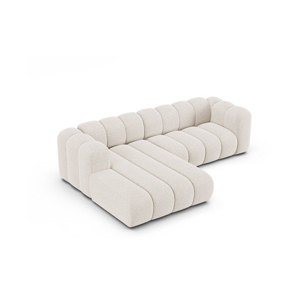 Krémszínű zsenília sarokkanapé (bal oldali-heverő résszel) Lupine – Micadoni -image-2