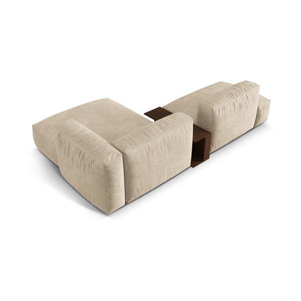 Bézs bársony moduláris sarokkanapé (jobb oldali-heverő résszel) Martina – Micadoni -image-3