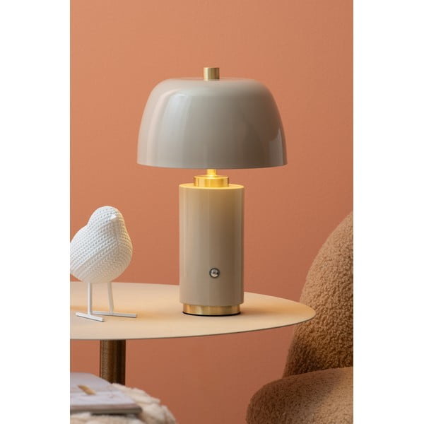 Krémszínű LED dimmelhető asztali lámpa fém búrával (magasság 30 cm) Freya – Leitmotiv-image-1