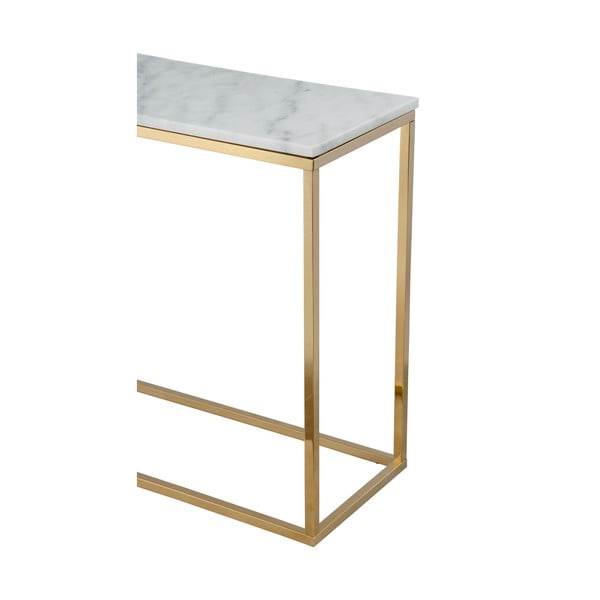 Marble fehér márvány konzolasztal aranyszínű talppal, hossz 100 cm - RGE-image-3