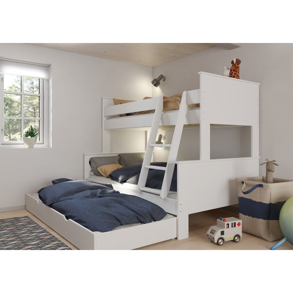Fehér emeletes gyerekágy 120x200/90x200 cm Alba - Tvilum-image-1