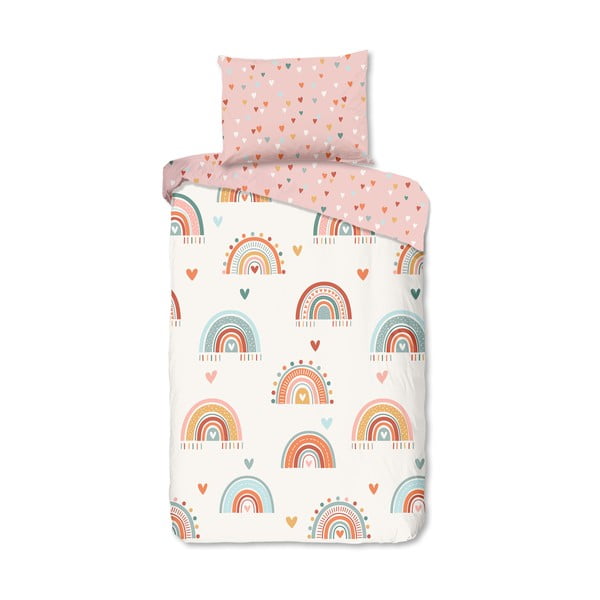 Rózsaszín-bézs egyszemélyes pamut gyerek ágyneműhuzat 140x200 cm Louie – Good Morning