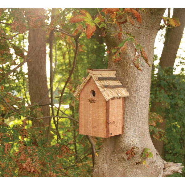 Antik nádtetős fenyőfa madárodú, magasság 27 cm - Esschert Design-image-1