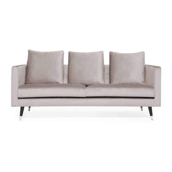 Harper Velvet világosszürke 3 személyes kanapé, ezüstszínű lábakkal - Vivonita