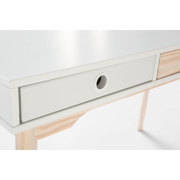 Kiara fehér íróasztal borovi fenyő lábakkal - Marckeric-image-1