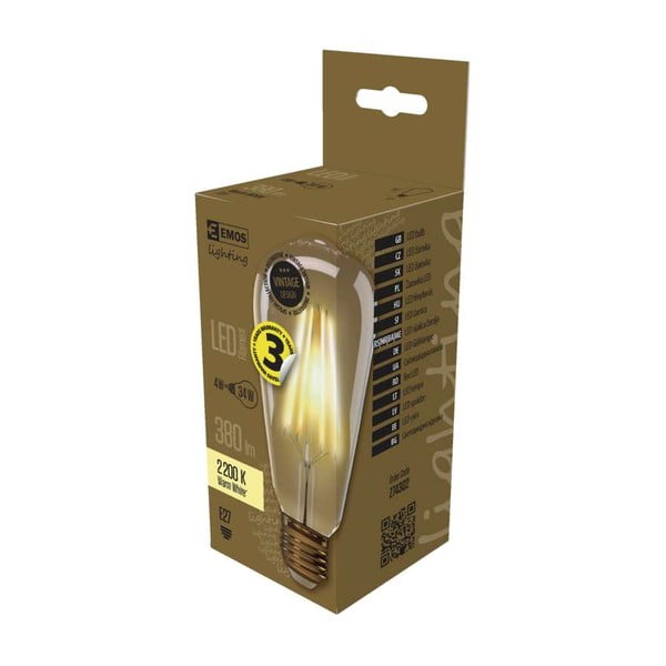 Vintage Warm White LED izzó, ST64, 4W E27 - EMOS-image-2