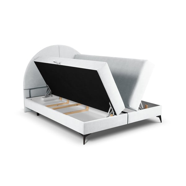 Világosszürke boxspring ágy tárolóhellyel 160x200 cm Sunset – Cosmopolitan Design-image-4