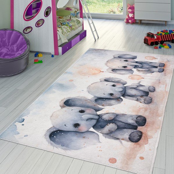 Világosszürke gyerek szőnyeg 100x160 cm Baby Elephants – Vitaus-image-1