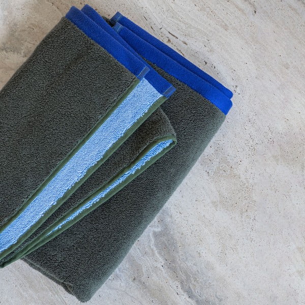 Sötétzöld-kék frottír bio pamut törölköző 50x90 cm Soft – Mette Ditmer Denmark-image-3