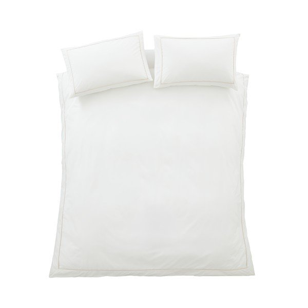 Fehér-bézs kétszemélyes háromrészes pamut-perkál ágyneműhuzat 200x200 cm Contrast Trim – Bianca