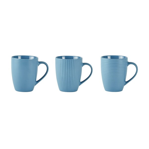 Texture 3 darabos kék porcelán bögre készlet, 300 ml - KJ Collection