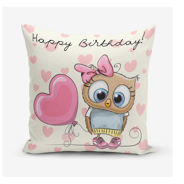 Happy Birthday pamutkeverék párnahuzat, 45 x 45 cm - Minimalist Cushion Covers