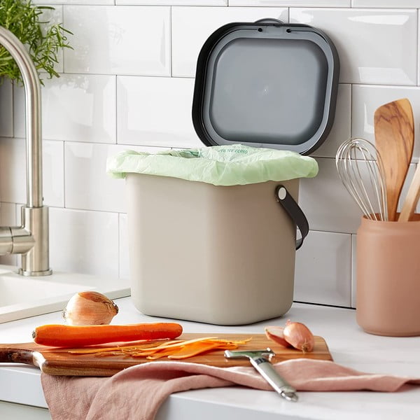 Világosbarna komposztálható hulladék gyűjtő 6 l Albula – Rotho-image-1