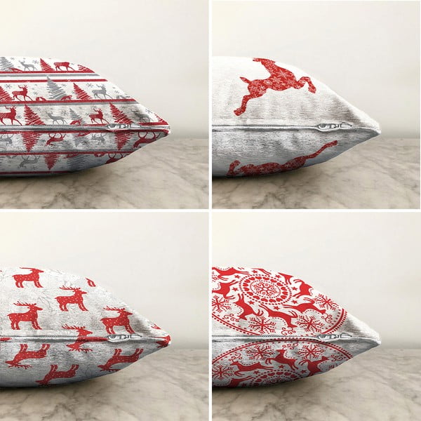 Reindeer 4 db-os karácsonyi zsenília párnahuzat szett, 55 x 55 cm - Minimalist Cushion Covers-image-1