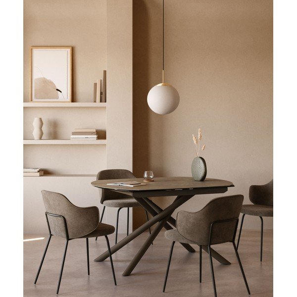 Bővíthető étkezőasztal kerámia asztallappal hosszabbító asztallappal 100x130 cm Yodalia – Kave Home-image-1