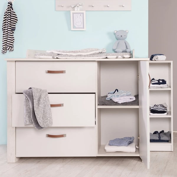 Fehér alacsony gyerek komód pelenkázó feltéttel 126x99 cm Mila – Roba-image-1