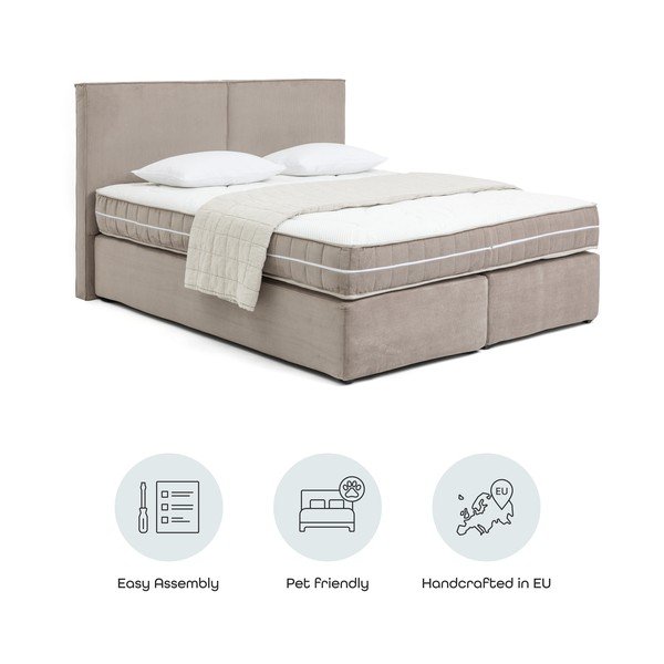 Szürkésbarna boxspring ágy 160x200 cm Olia Bold – Bonami Selection-image-4
