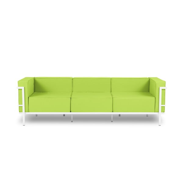 Cannes lime zöld háromszemélyes kültéri kanapé fehér kerettel - Calme Jardin
