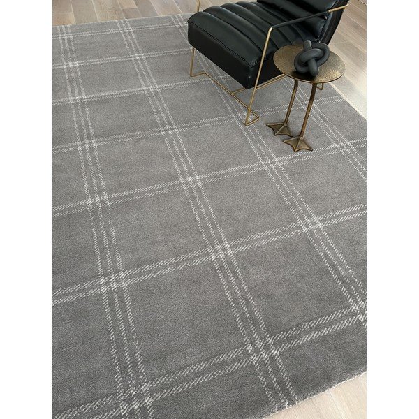 Antracitszürke gyapjú szőnyeg 133x190 cm Calisia M Grid Prime – Agnella-image-1