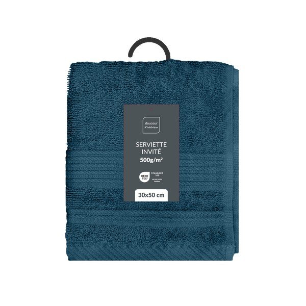 Sötétkék frottír pamut törölköző 30x50 cm Tendresse – douceur d'intérieur-image-4