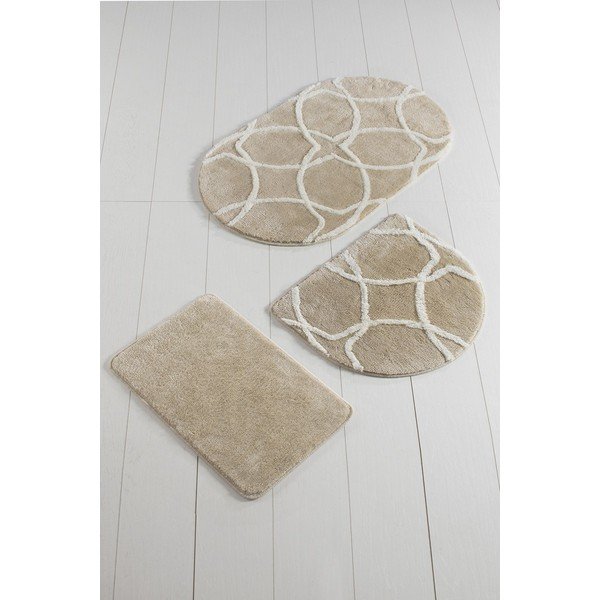 Bézs fürdőszobai kilépő szett 3 db-os 60x40 cm Bonne – Foutastic-image-1