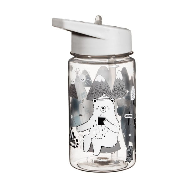 Világosszürke gyerek ivópalack 400 ml Bear Adventure - Sass & Belle