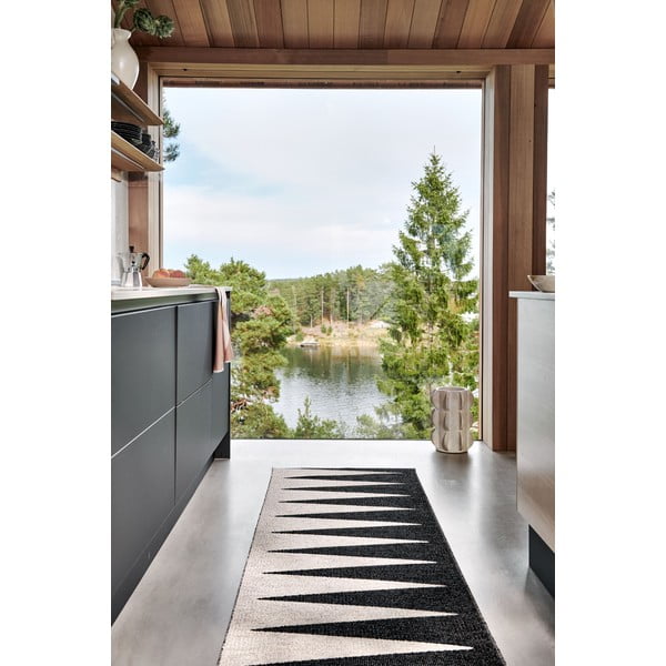 Fekete-fehér kültéri-beltéri szőnyeg 70x60 cm Vivi Black – Pappelina-image-1