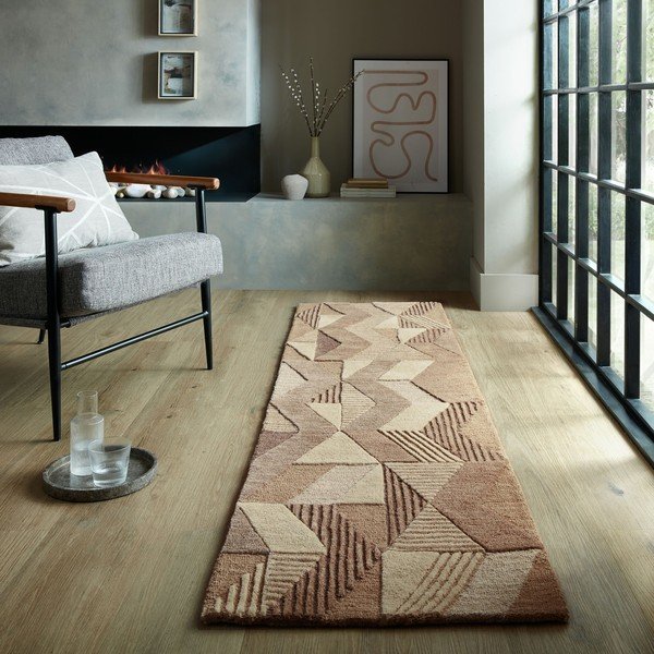 Barna kézi szövésű gyapjú futószőnyeg 60x230 cm Moda Asher – Flair Rugs-image-1