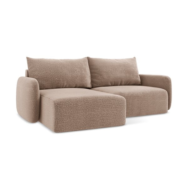 Világosbarna kinyitható-tárolóhelyes sarokkanapé (bal oldali) Kalena – Makamii-image-1