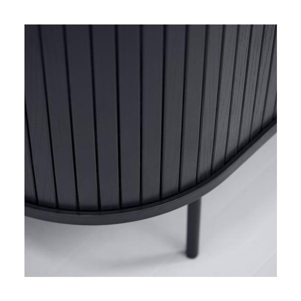 Fekete TV-állvány tölgyfa dekorral 56x180 cm Nola – Unique Furniture-image-2